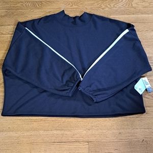 DSG Women's  Cozy Rib Crew Pure Black Crop Mock Neck Sweatshirt SZ.. 2X NWT